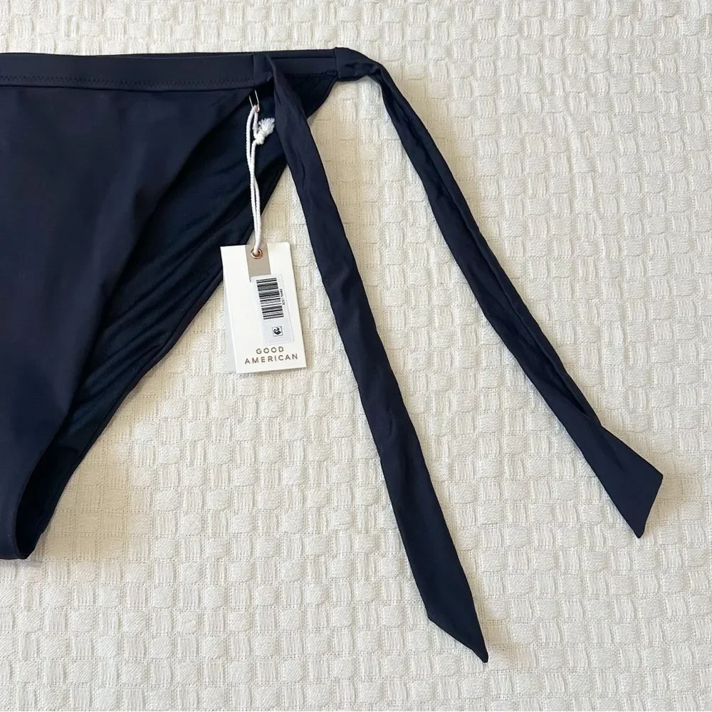 NWT Good American Size 2XL Black Hip Hug Ties at Side Bottom Bikini
